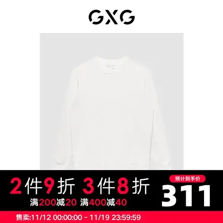 GXG男装 商场同款白色圆领毛衫 22年秋季新品城市户外系列商品大图