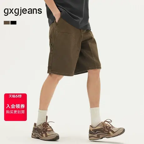 gxg.jeans男装 多色复古水洗时尚工装宽松牛仔短裤男 25年夏新品商品大图