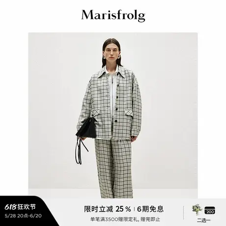 【艺术家灵感】Marisfrolg玛丝菲尔2025春新款上衣收腰格纹衬衫图片