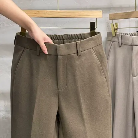 秋冬轻奢加厚保暖毛呢裤小西裤男轻商务通勤修身休闲裤直筒男裤商品大图