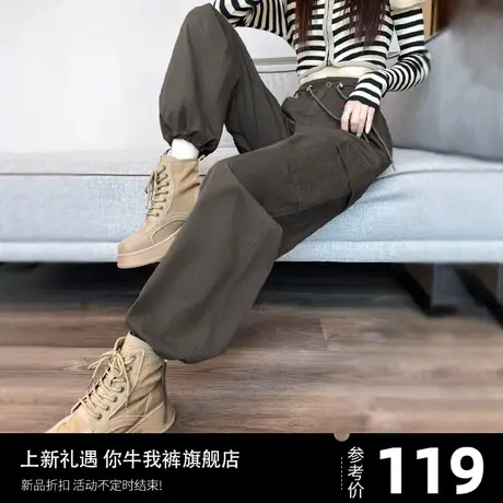美式工装裤女2023新款秋季小个子全棉束脚阔腿运动裤休闲裤登山裤商品大图
