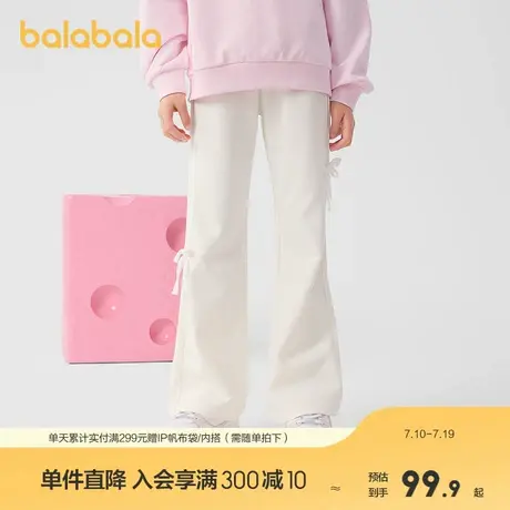 巴拉巴拉童装女童裤子儿童喇叭裤2025春装新款宝宝蝴蝶结长裤瑜伽商品大图