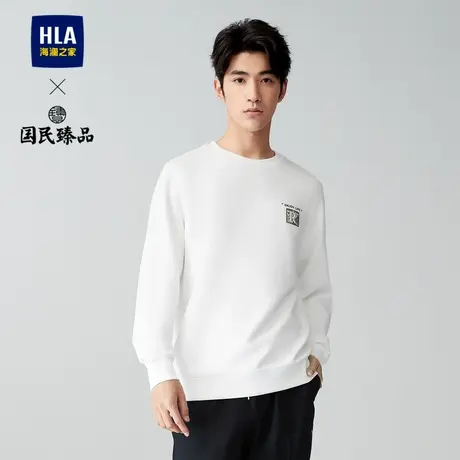 HLA/海澜之家休闲卫衣23秋季新款时尚立体绣花印花微弹针织长袖男商品大图