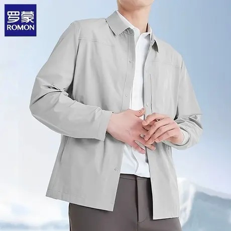 罗蒙防晒翻领夹克男士夏季商务休闲柔顺弹力透气轻薄免烫西装上衣商品大图