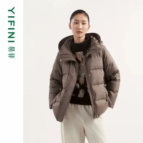 [专柜同款]Yifini/易菲中长款白鸭绒保暖加厚宽松羽绒服女商品大图