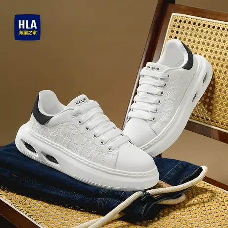HLA/海澜之家男鞋新款夏季时尚印花厚底板鞋百搭增高休闲鞋增高鞋商品大图