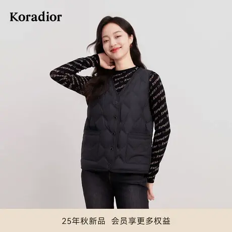 珂莱蒂尔冬时尚90白鹅绒轻薄羽绒马甲女短款立领保暖简约背心商品大图