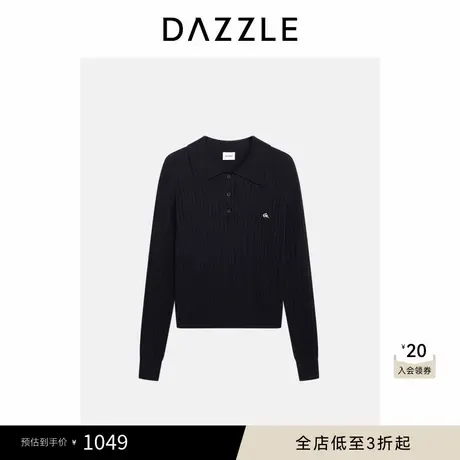 DAZZLE 地素奥莱毛衣2025年春季纯棉全棉绞花Polo领毛衫针织衫图片