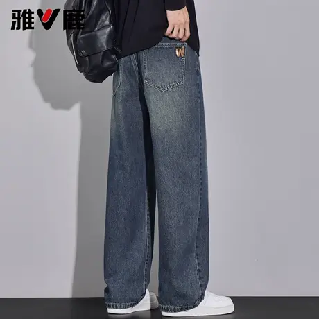 雅鹿宽松显瘦显高牛仔裤2026春季新款男青年百搭时尚垂感直筒长裤商品大图