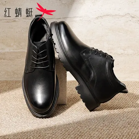 红蜻蜓男鞋2025冬季加绒保暖高帮棉鞋真皮英伦商务正装男士棉皮鞋商品大图