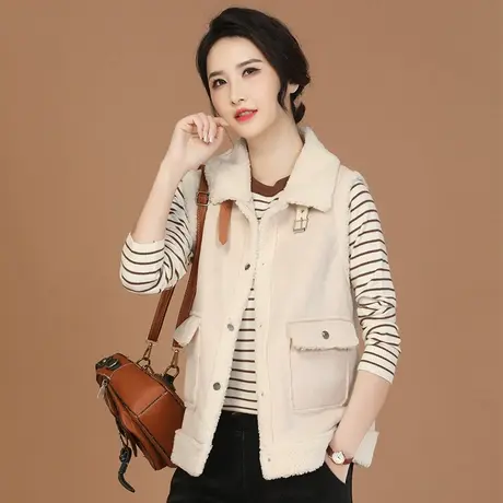新品8.5折】洋气羊羔毛马甲外套女背心外搭百搭坎肩马夹图片