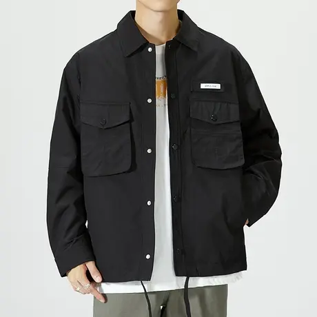 春秋款高端潮牌排扣棒球服外套秋冬季男款设计感长袖翻领夹克上衣商品大图