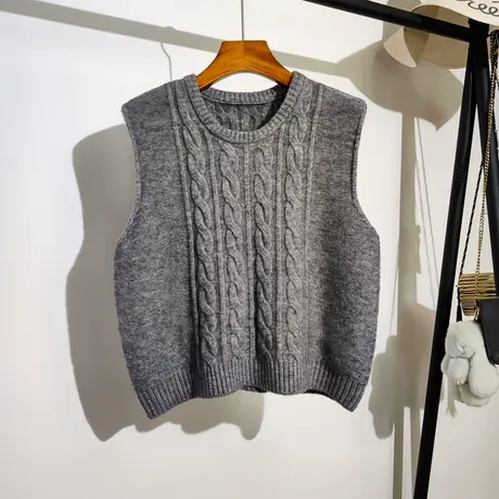 纯色针织马甲女2023秋冬季新款圆领叠穿无袖坎肩毛线背心上衣外穿图片