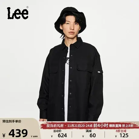 Lee商场同款23秋冬新品舒适版黑色多口袋男长袖衬衫LMT006259201图片