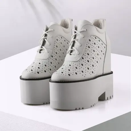 小个子17CM定制内增高小白鞋女全牛皮休闲鞋恨天高超高跟厚底单鞋商品大图