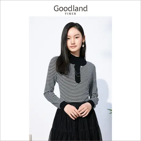 音儿美地女装2022冬季新款钉珠套头长袖条纹针织衫商品大图