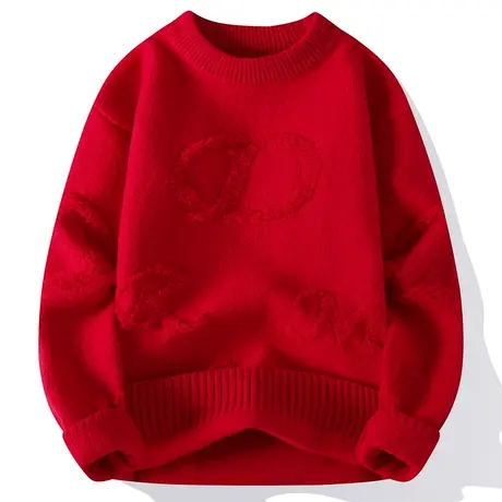 秋季圆领毛衣男加厚纯色秋冬季针织打底衫内搭男士宽松男装羊毛衫商品大图