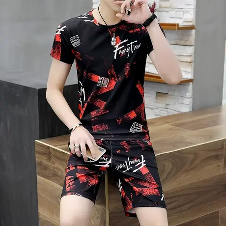 2023夏季薄款休闲短裤运动套装男宽松五分裤子运动男士外穿潮流商品大图