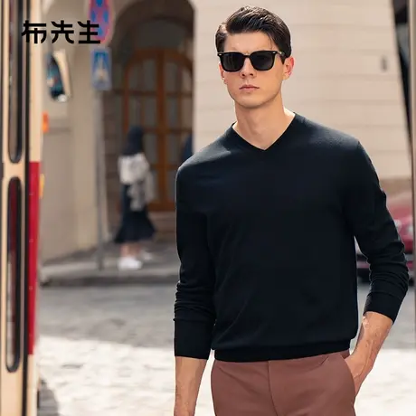 MrBu布先生v领羊毛t恤可机洗春秋羊毛衫保暖内搭男士BT12193商品大图