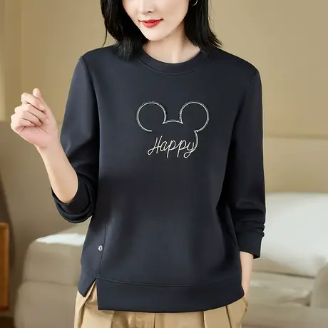 圆领卫衣女秋装2024年新款时尚洋气中年妈妈上衣宽松休闲百搭外套商品大图