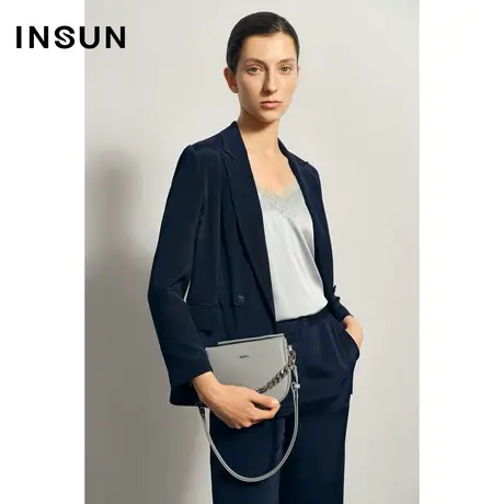 INSUN恩裳夏季直身有光泽桑蚕丝西装外套图片