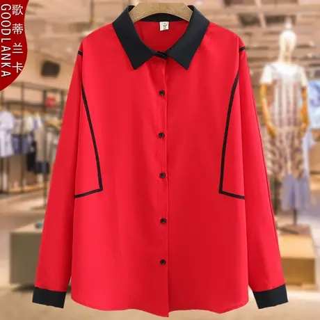 中年年轻胖妈妈雪纺衬衣四五十岁春装新款洋气时尚大码女长袖衬衫商品大图