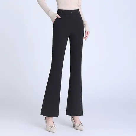 2023秋季新款微喇裤女黑色简约通勤长裤高腰显瘦气质西装喇叭裤子商品大图