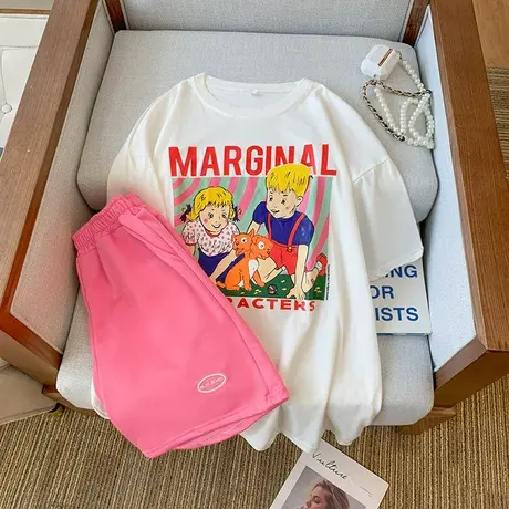 纯棉运动服套装女夏季薄款宽松短袖短裤小个子时尚洋气休闲两件套图片