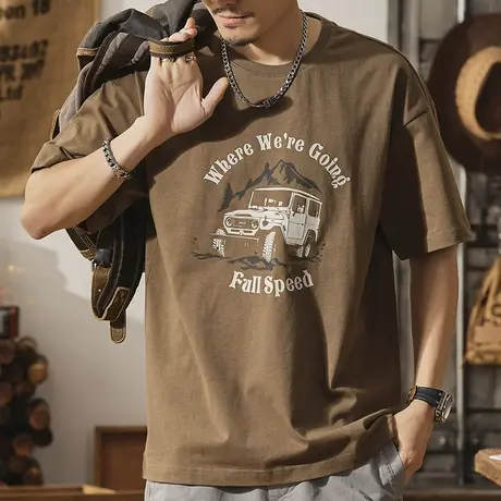 Modi Nick/摩帝尼克夏季男士t恤短袖宽松纯棉打底衫潮流圆领T恤男商品大图