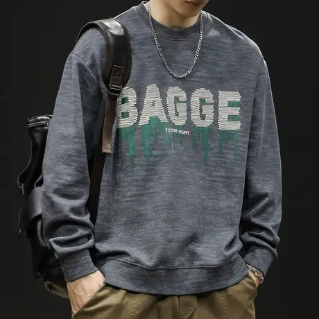 重磅卫衣男春秋款圆领男款印花衣服春季2024新款长袖宽松大码潮牌商品大图