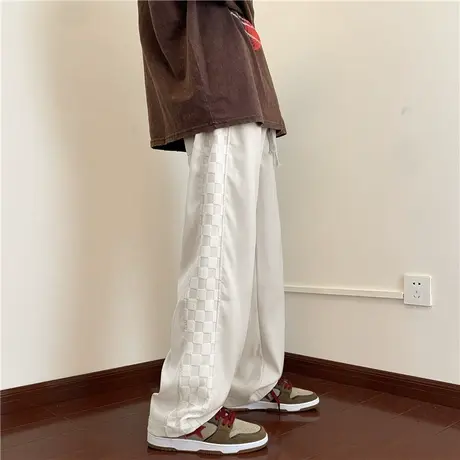 冰丝裤子夏季男士直筒宽松潮牌美式ins高街垂感卫裤阔腿休闲长裤商品大图