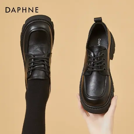 达芙妮英伦乐福鞋女鞋2022新款厚底方头增高夏季高跟玛丽珍小皮鞋图片