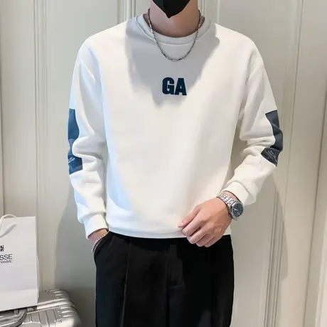 春秋款卫衣刺绣上衣2022新款简约个性修身潮牌ins学生打底T恤外套商品大图