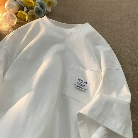 夏季新款运动休闲短袖T恤男潮流2023年新款宽松简约时尚纯色上衣商品大图