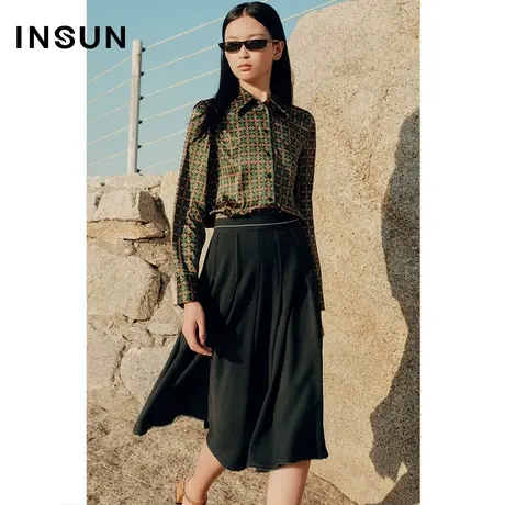 INSUN恩裳春摩登几何棉质衬衣衬衫商品大图