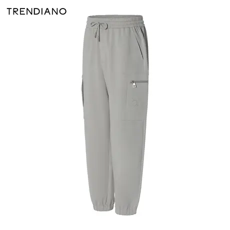 TRENDIANO珠地空气层宽松休闲裤2024年春季新款百搭长裤男裤子潮商品大图