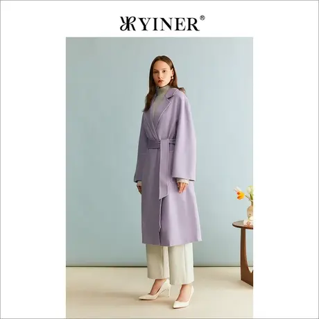 【绵羊毛+羊绒】YINER音儿冬季女装双面毛呢大衣长款外套商品大图