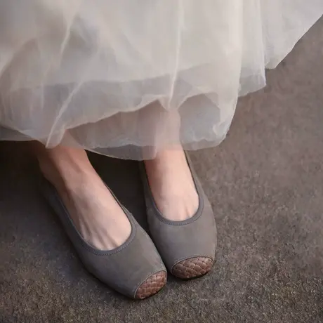 Artmu阿木软底豆豆鞋平底浅口单鞋手工编织大码女鞋2025春季新款商品大图