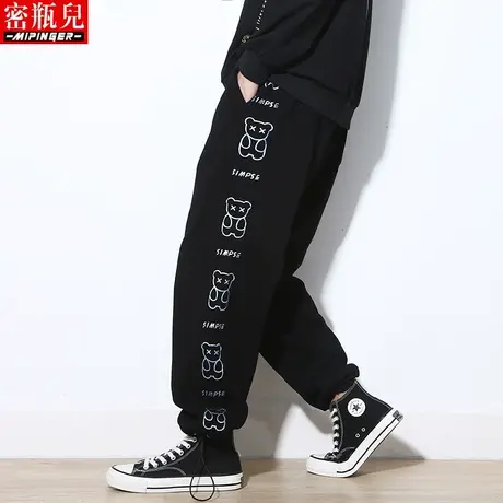 加绒潮牌运动裤男宽松秋冬季男士大码胖子加肥加大男裤青少年裤子商品大图