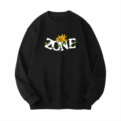 Ohlyah字母向日葵圆领印花卫衣男女2023秋装加肥加大胖子cec外套商品大图