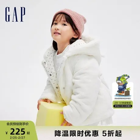 Gap女幼童冬季可爱熊耳连帽外套儿童装宽松洋气运动上衣837117商品大图