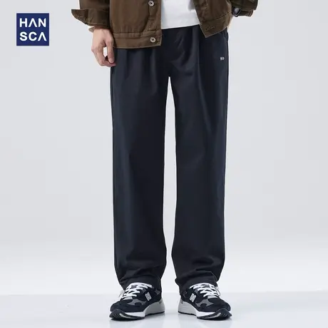 hansca直筒男士休闲裤秋冬2023新款宽松工装美式痞帅阔腿潮流裤子商品大图