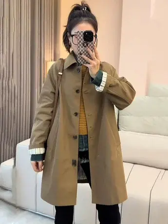 中长款复古风衣女春秋新款2024欧货爆款小个子洋气卡其色大衣外套商品大图