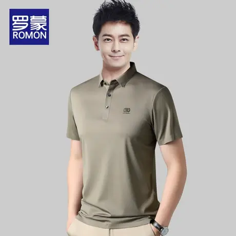 罗蒙冰丝无痕短袖t恤2023夏季新款中青年男士宽松休闲翻领Polo衫图片