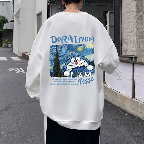 卡通印花圆领卫衣男秋冬季2023新款宽松套头外套长袖打底衫上衣服商品大图