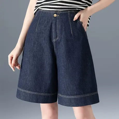 高腰牛仔短裤女夏季小个子六分裤2023新款五分裤女夏薄款5分阔腿商品大图