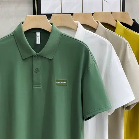 Polo衫男夏季商务宽松日系ins潮牌男装翻领上衣服男士短袖t恤高端商品大图
