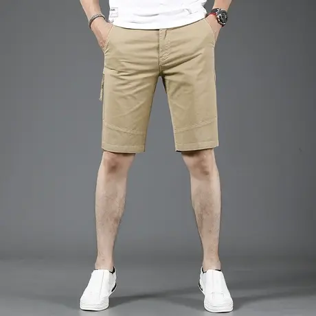 2023新款卡其色休闲短裤男夏季薄款五分裤修身潮流拼接男士中裤子商品大图
