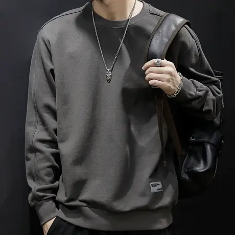 秋冬款加绒卫衣男大码上衣秋季2023新款加肥加大男士圆领长袖男款商品大图