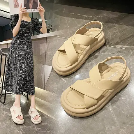 厚底松糕罗马凉鞋女款夏季2023今年流行的新款爆款露趾外穿欧货图片
